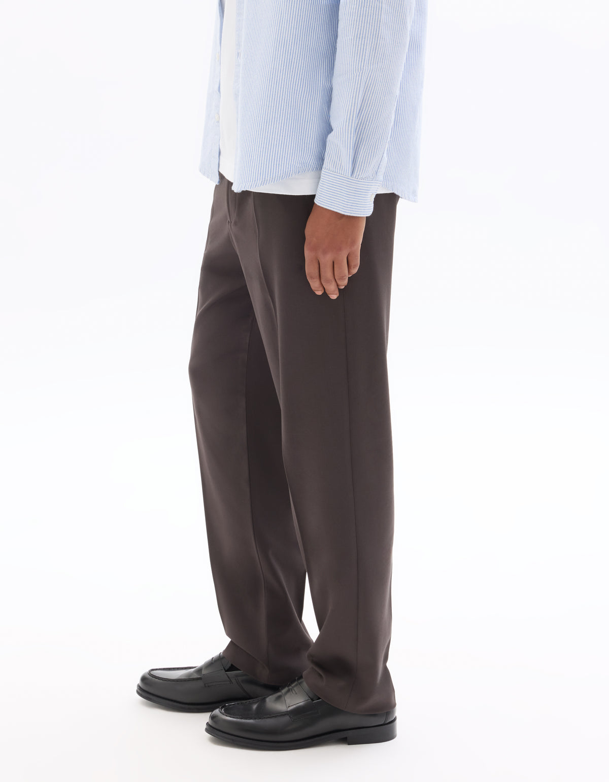 Loose Fit Poly Blend Solid Casual Trouser - Brown