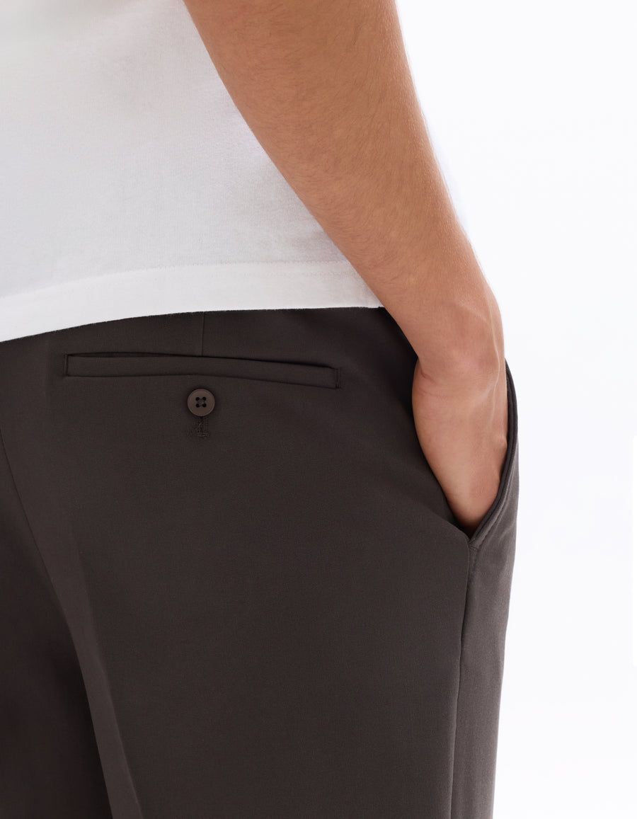 Loose Fit Poly Blend Solid Casual Trouser - Brown