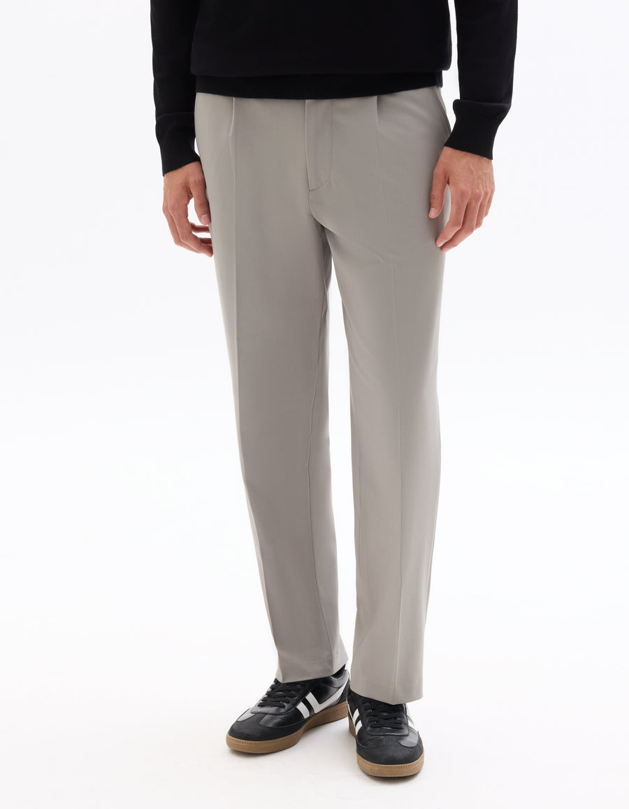 Loose Fit Poly Viscose Casual Trousers - Grey