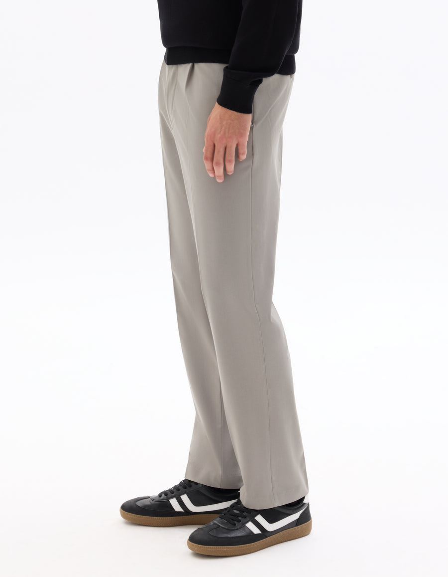Loose Fit Poly Viscose Casual Trousers - Grey