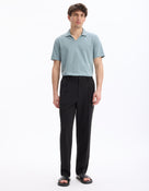 Loose Fit Polyester Trousers - Black