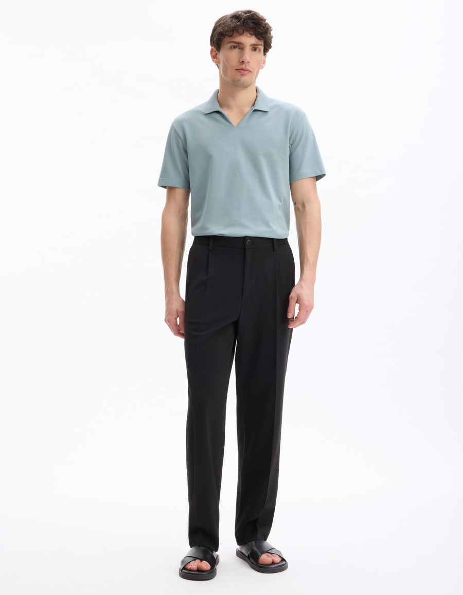 Loose Fit Polyester Trousers - Black