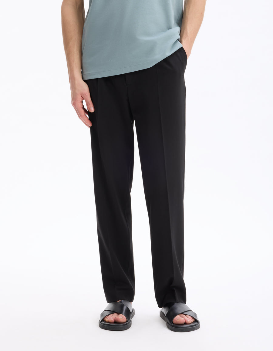 Loose Fit Polyester Trousers - Black