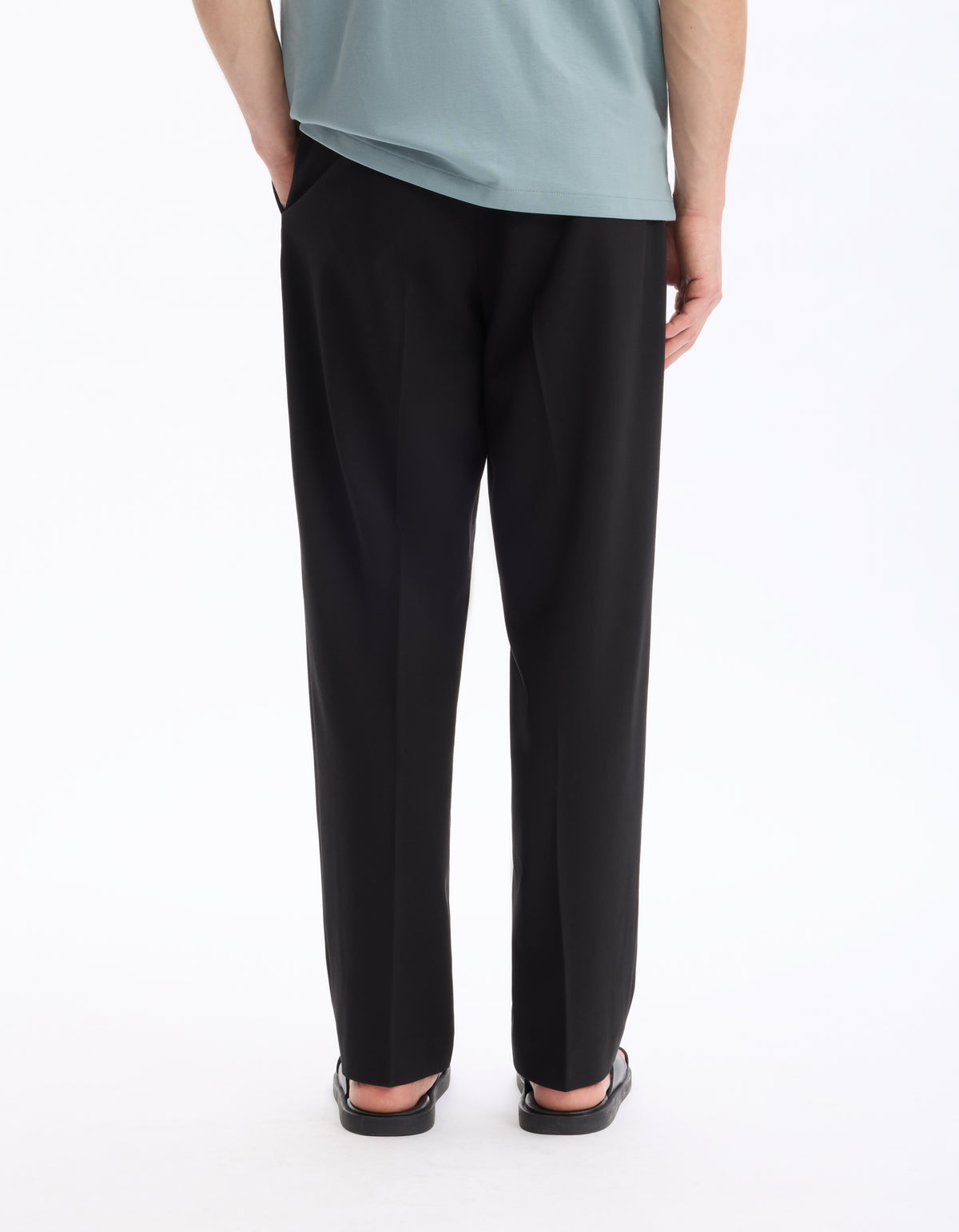 Loose Fit Polyester Trousers - Black