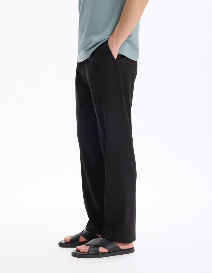 Loose Fit Polyester Trousers - Black