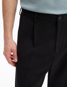 Loose Fit Polyester Trousers - Black