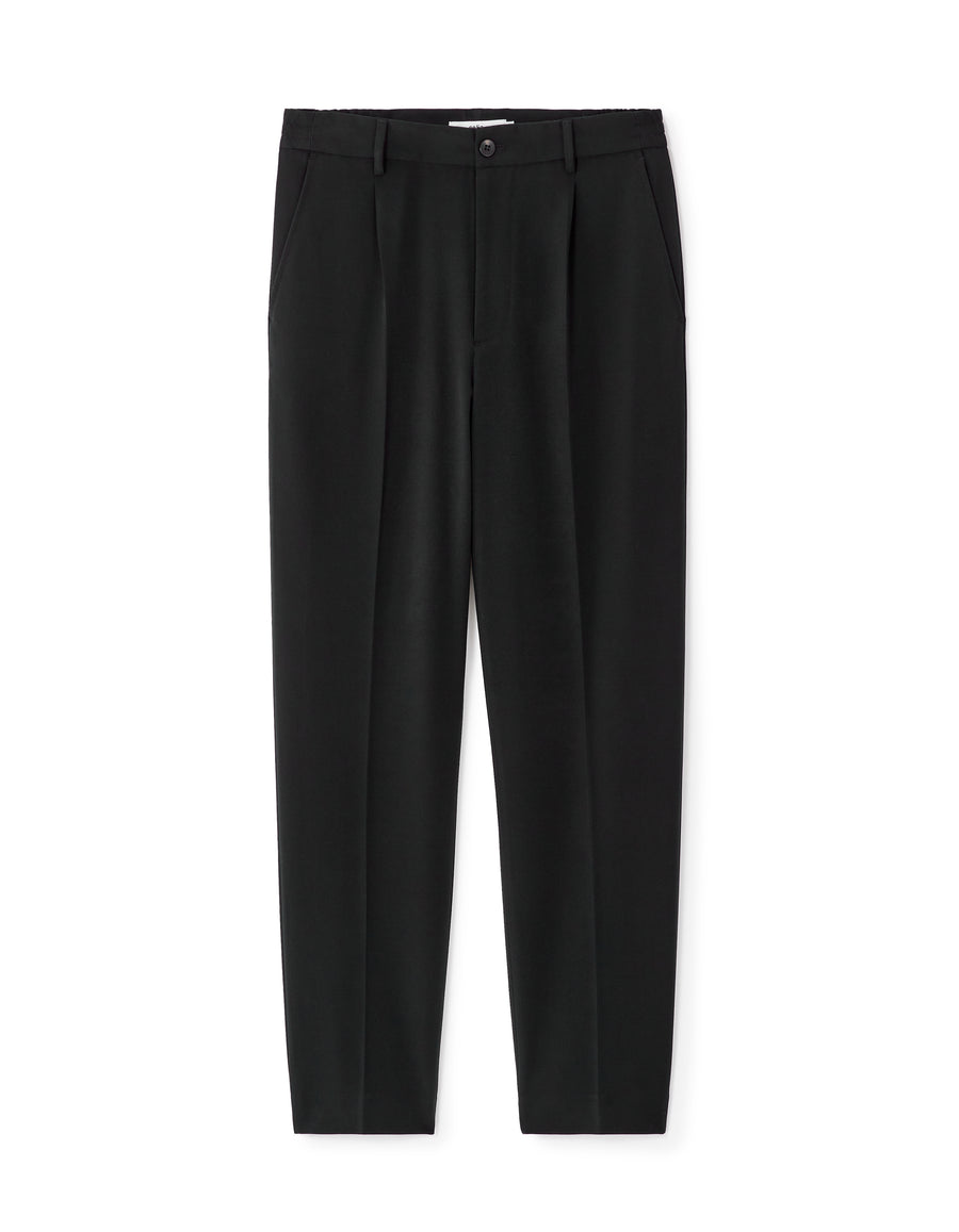 Loose Fit Polyester Trousers - Black