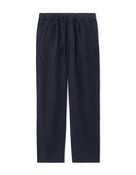 Loose Fit 100% Linen Solid Casual Trouser - Navy Blue