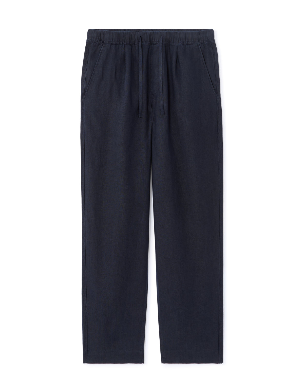 Loose Fit 100% Linen Solid Casual Trouser - Navy Blue