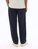Loose Fit 100% Linen Solid Casual Trouser - Navy Blue