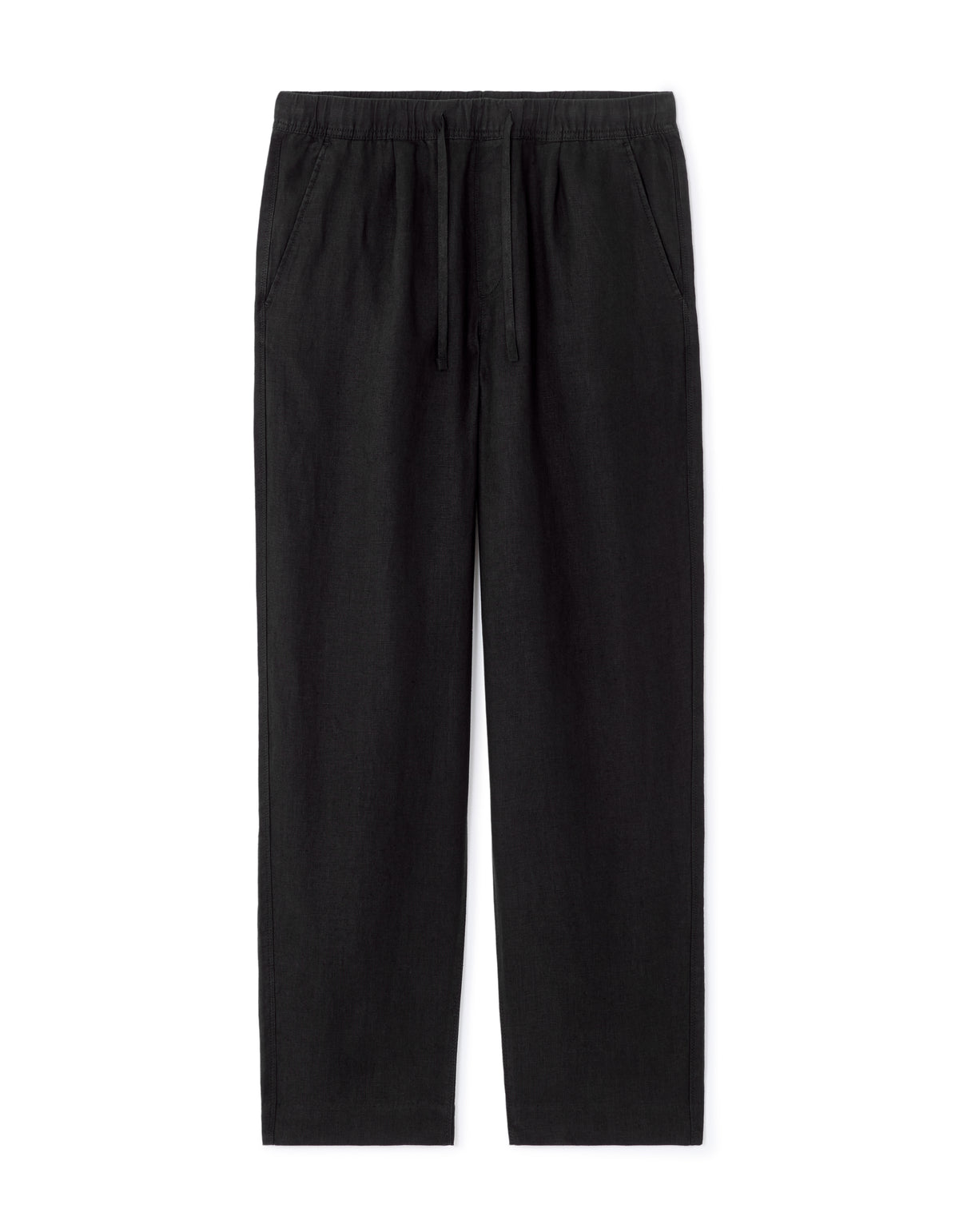 Loose Fit 100% Linen Solid Casual Trouser - Black