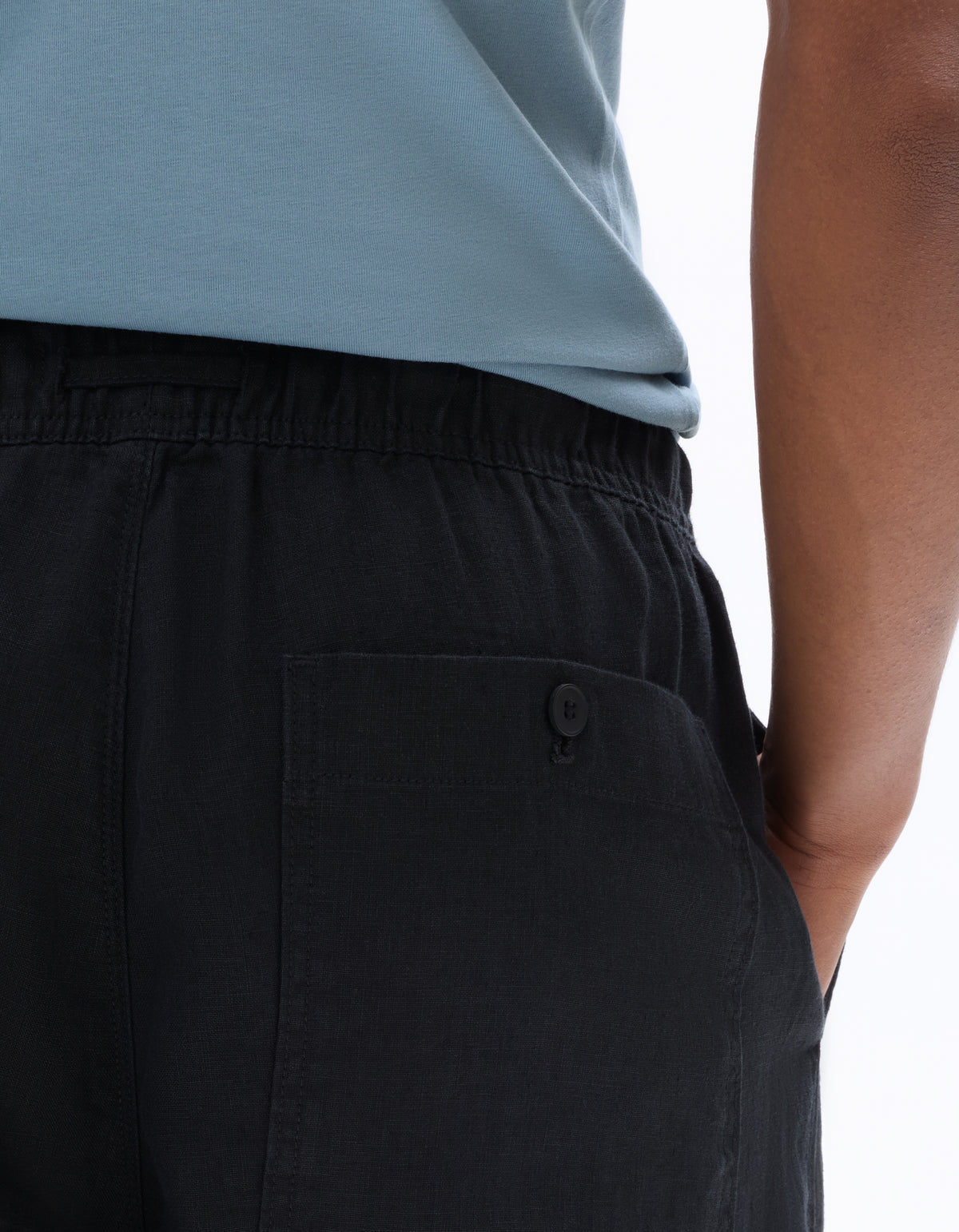 Loose Fit 100% Linen Solid Casual Trouser - Black