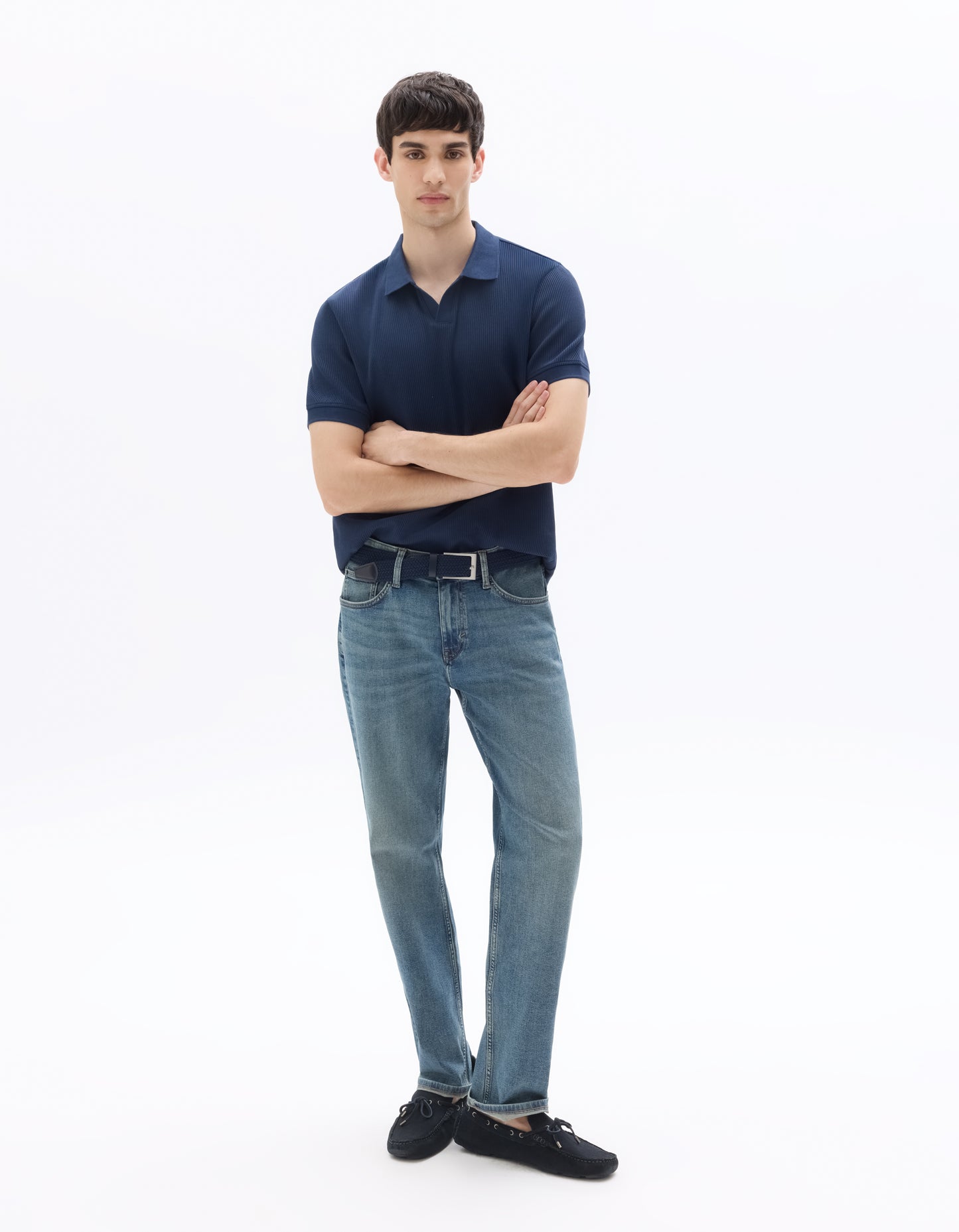 Celio Solid Slim Fit Cotton Navy Blue T-Shirt