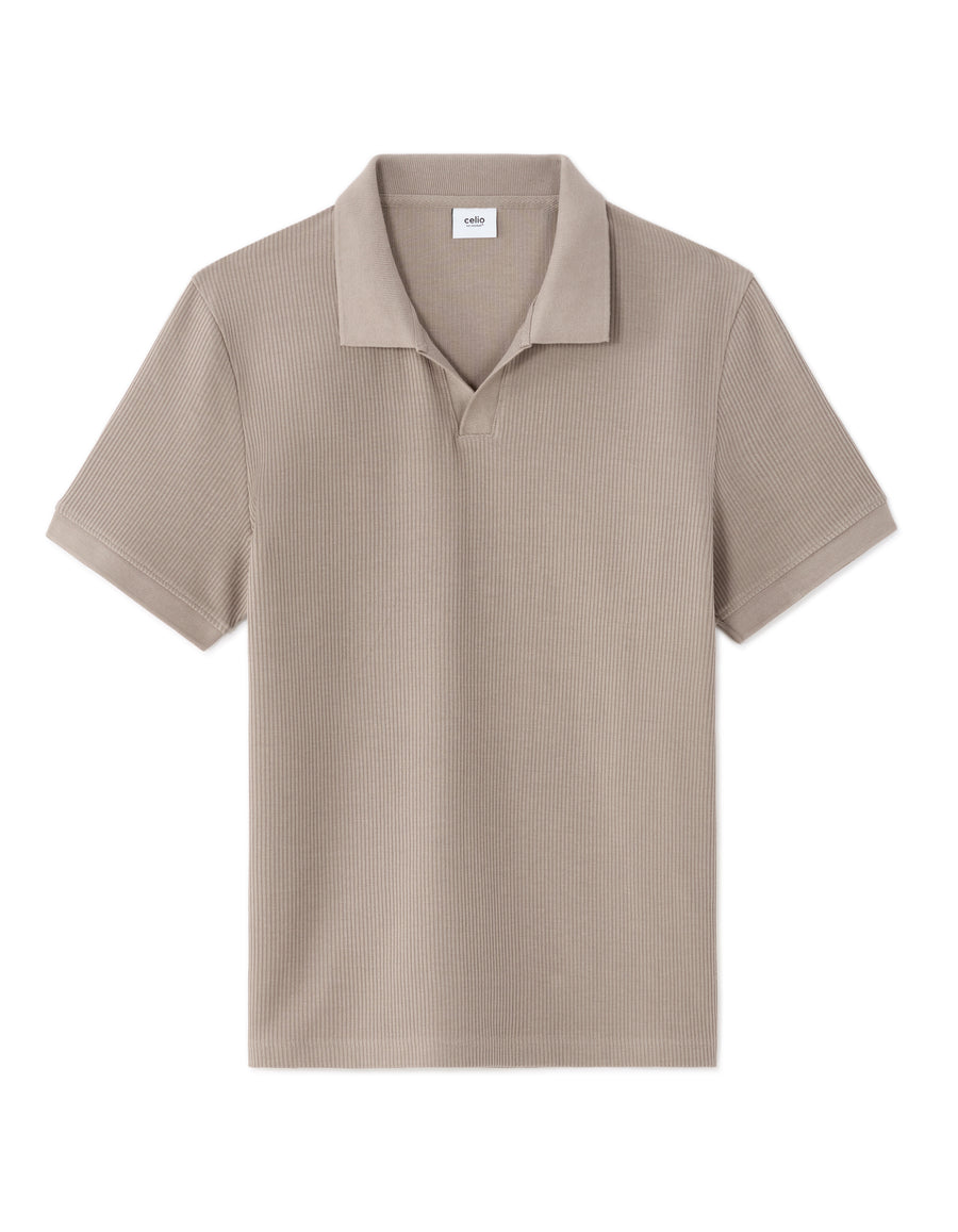 Regular Fit 100% Cotton Polo Collar T-Shirt - Taupe Grey