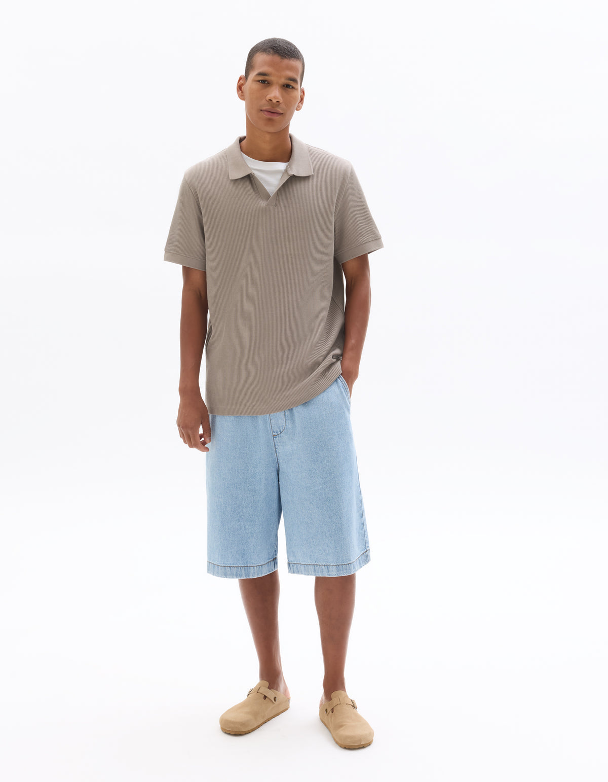 Regular Fit 100% Cotton Polo Collar T-Shirt - Taupe Grey