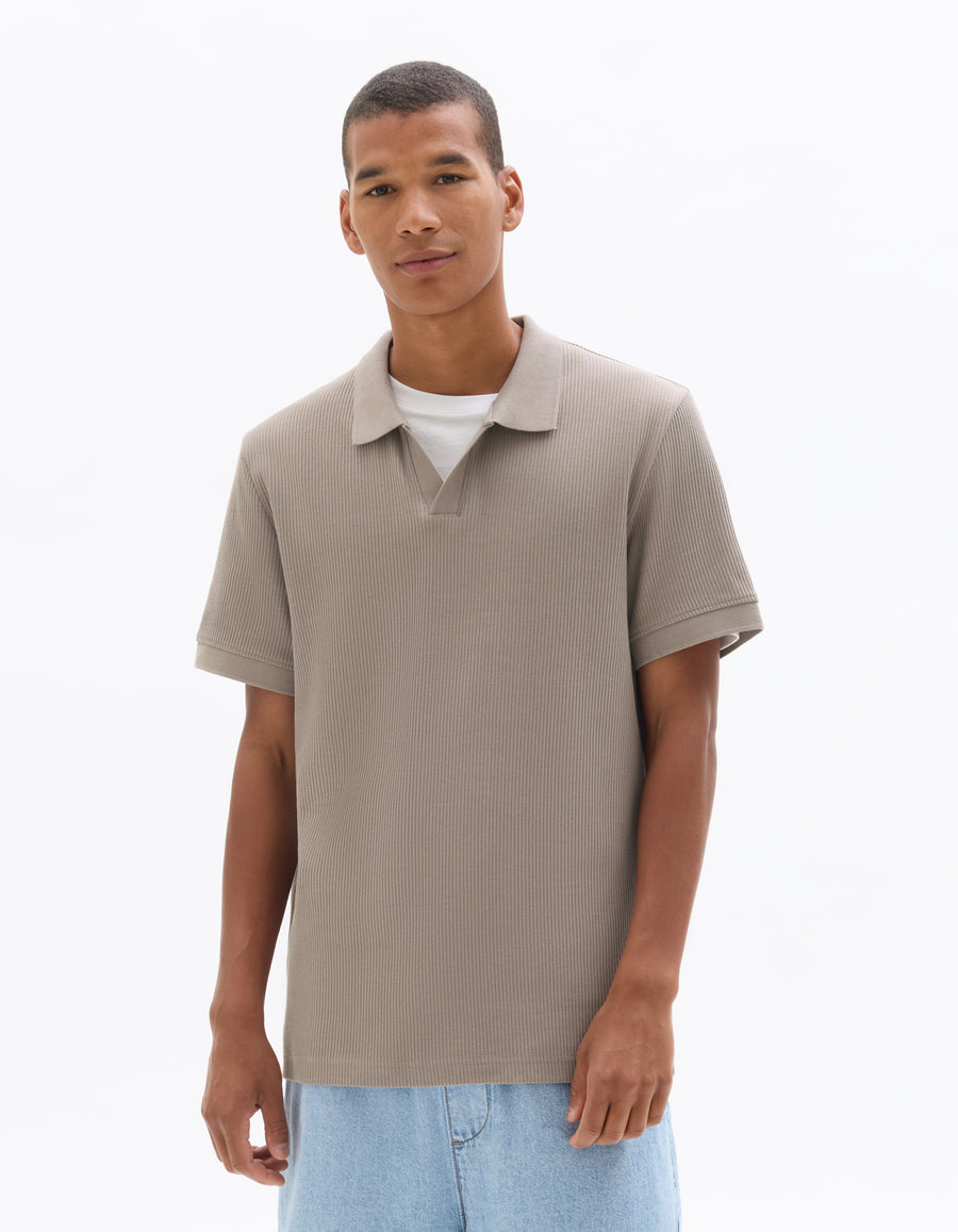 Regular Fit 100% Cotton Polo Collar T-Shirt - Taupe Grey