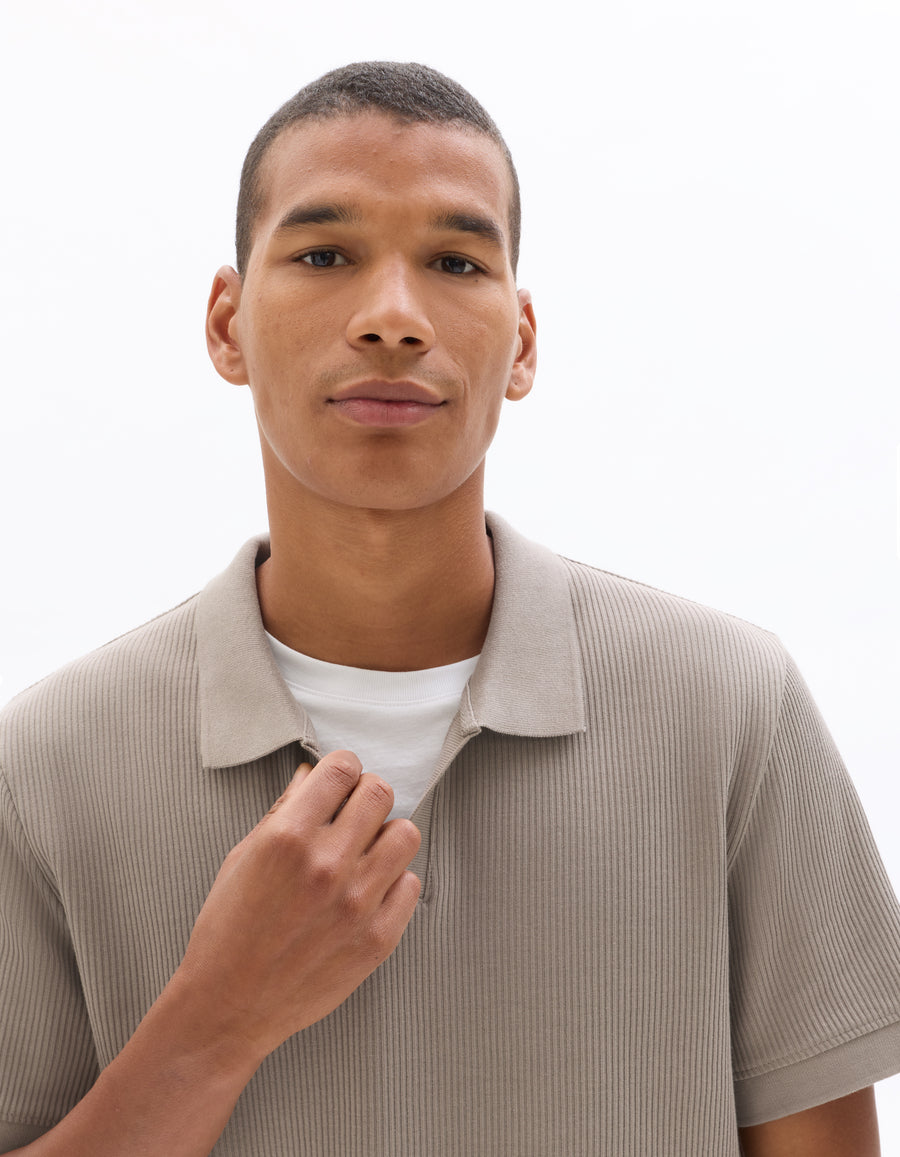 Regular Fit 100% Cotton Polo Collar T-Shirt - Taupe Grey