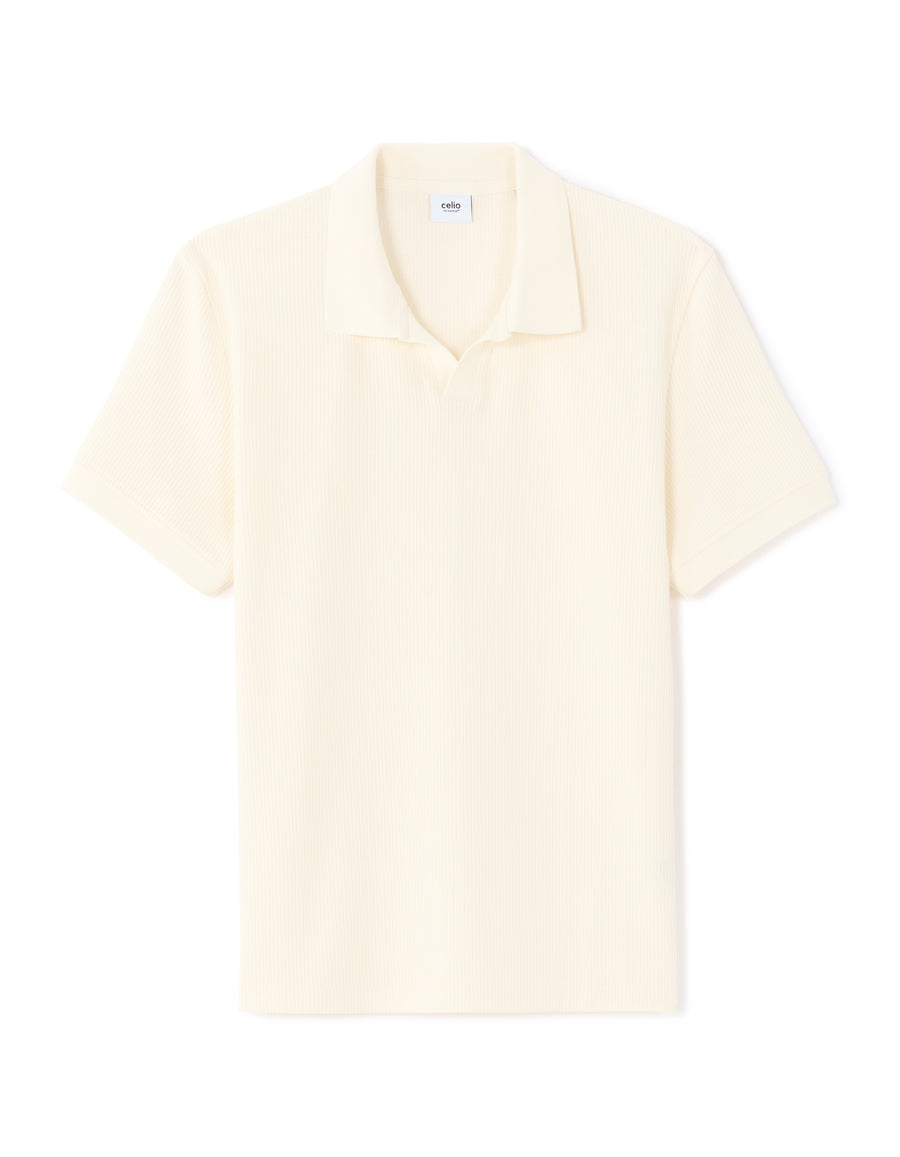 Regular Fit 100% Cotton Polo Collar T-Shirt - Ecru