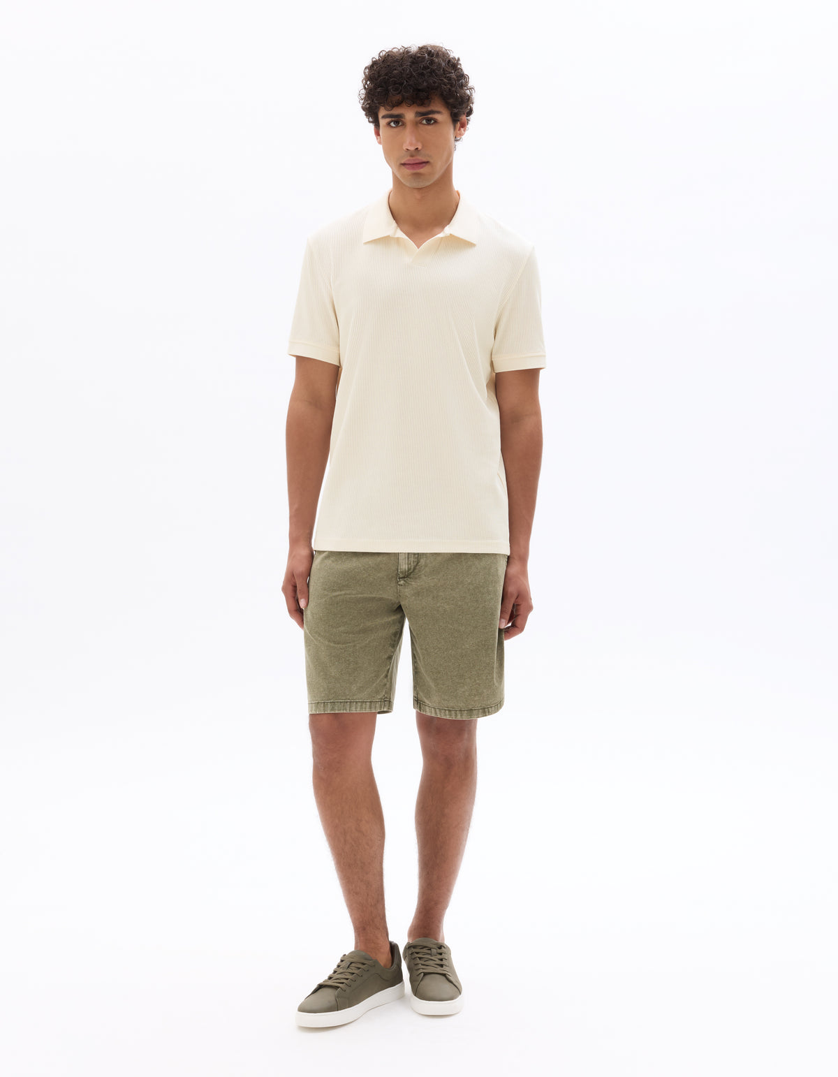 Regular Fit 100% Cotton Polo Collar T-Shirt - Ecru