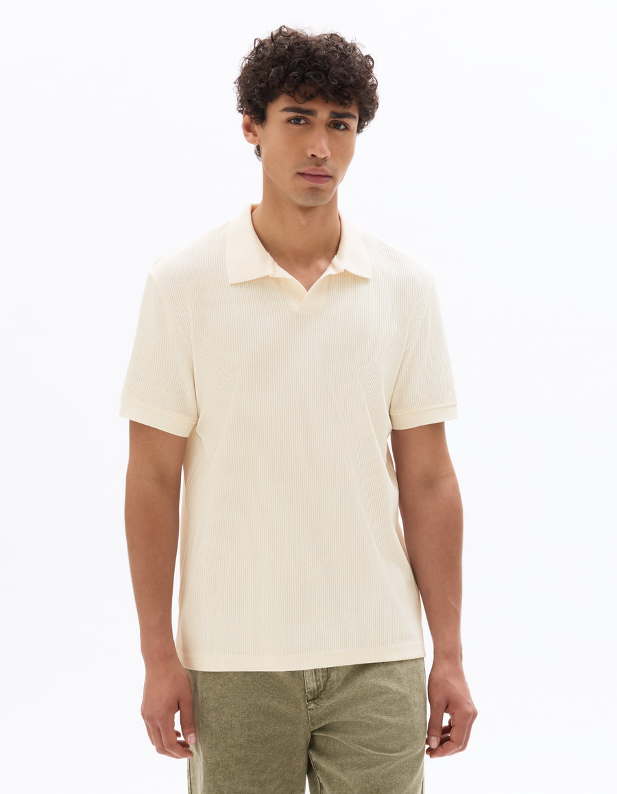 Regular Fit 100% Cotton Polo Collar T-Shirt - Ecru