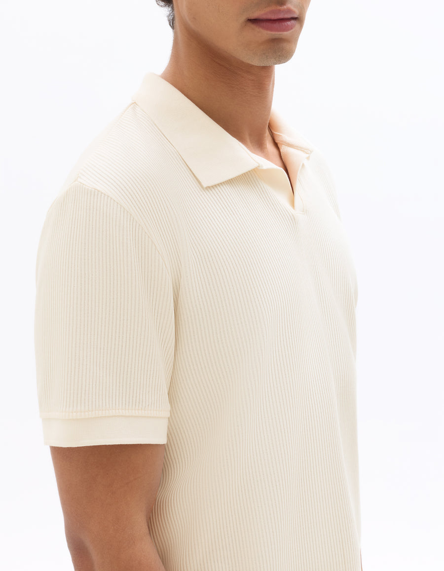 Regular Fit 100% Cotton Polo Collar T-Shirt - Ecru
