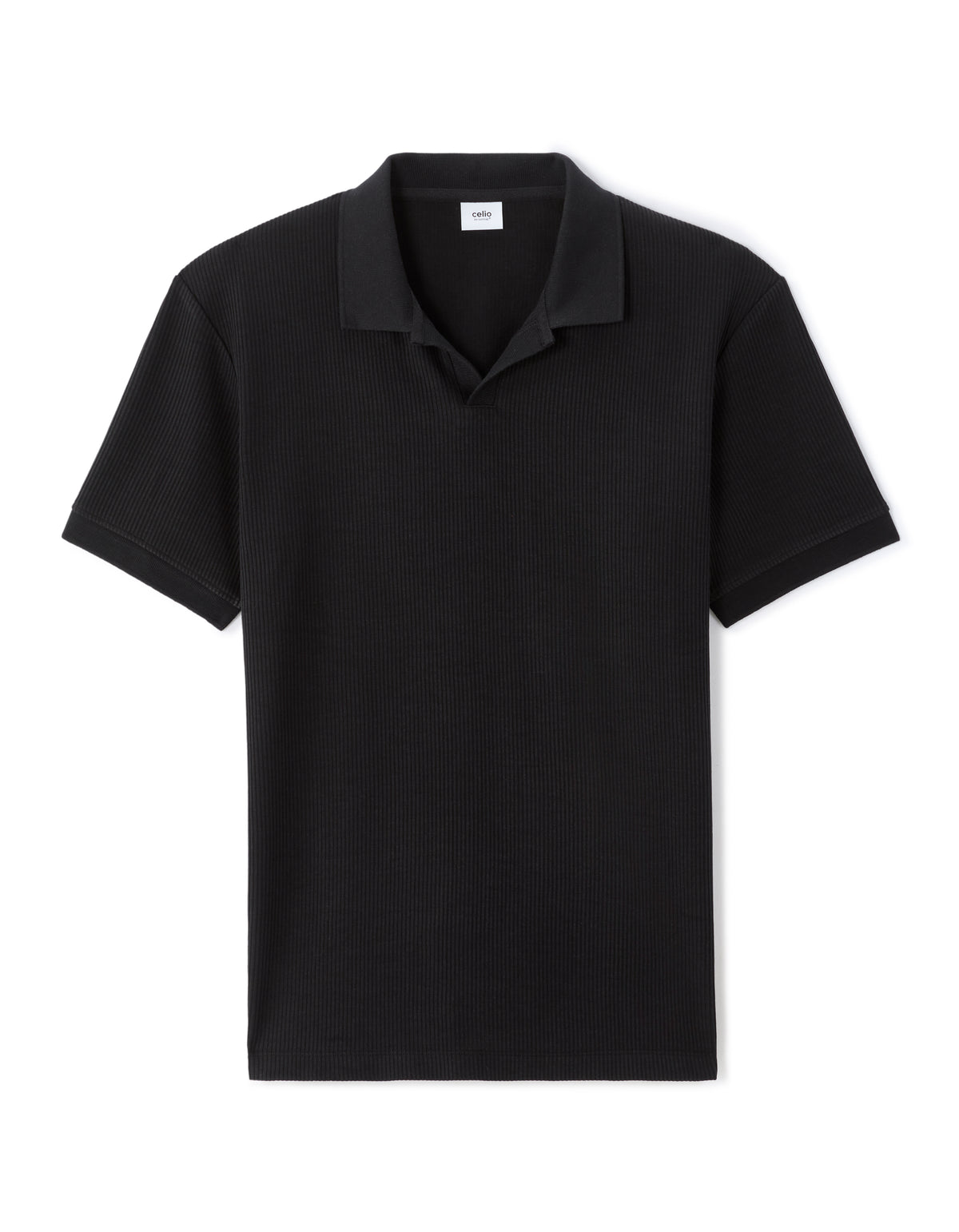 Regular Fit 100% Cotton Cuban Collar T-Shirt - Black