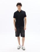Regular Fit 100% Cotton Cuban Collar T-Shirt - Black