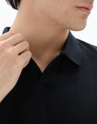 Regular Fit 100% Cotton Cuban Collar T-Shirt - Black