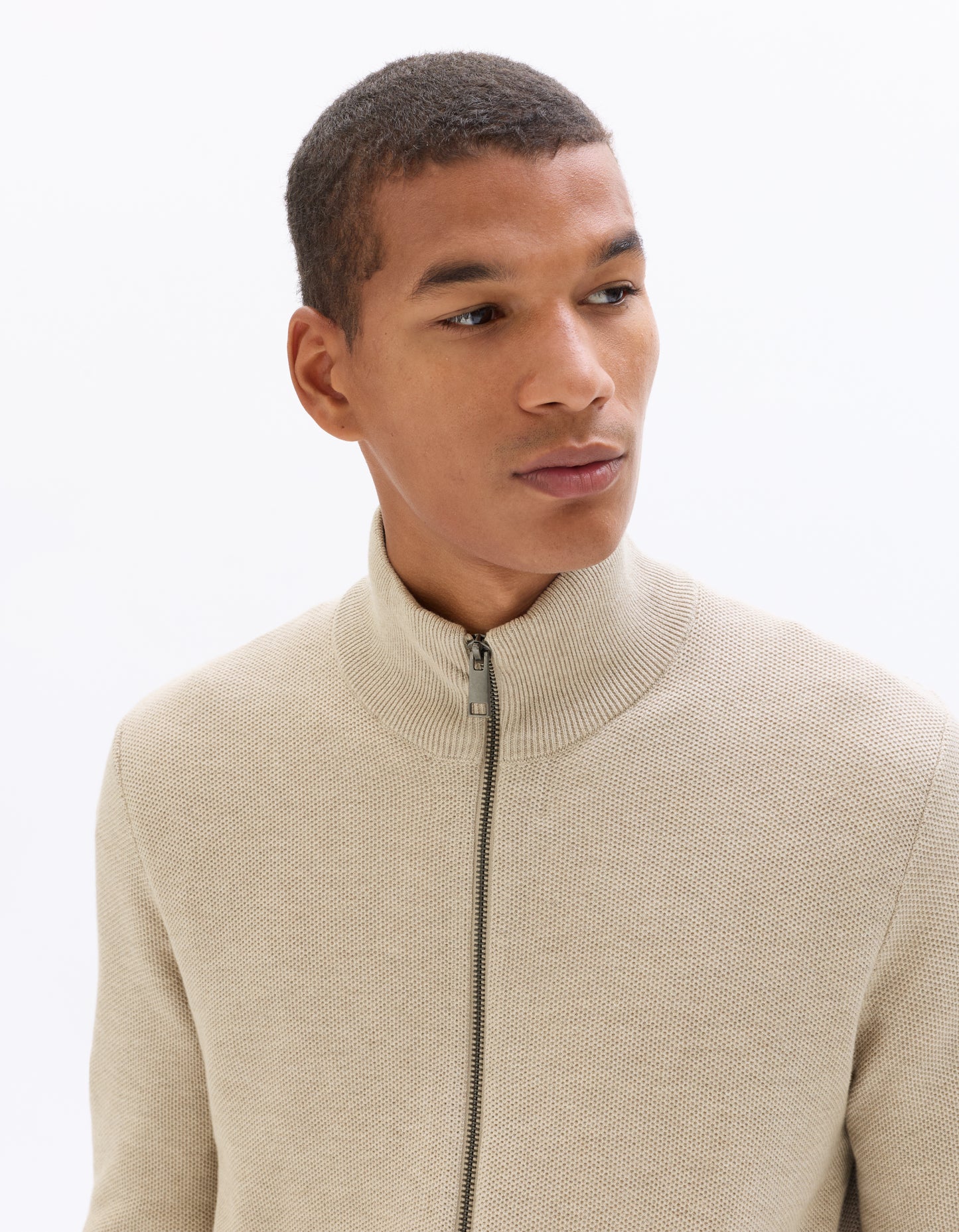 Regular Fit 100% Cotton Solid Round neck Sweaters - Beige