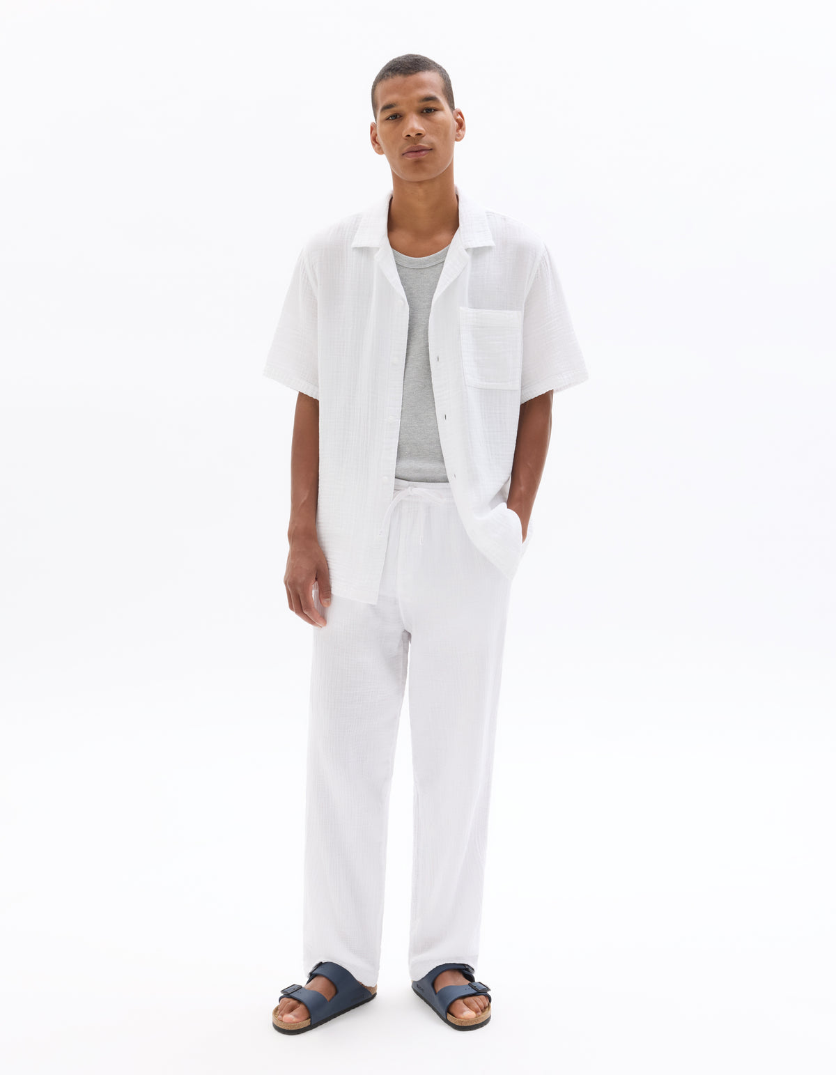 Relaxed Fit 100% Cotton Casual Trousers - White