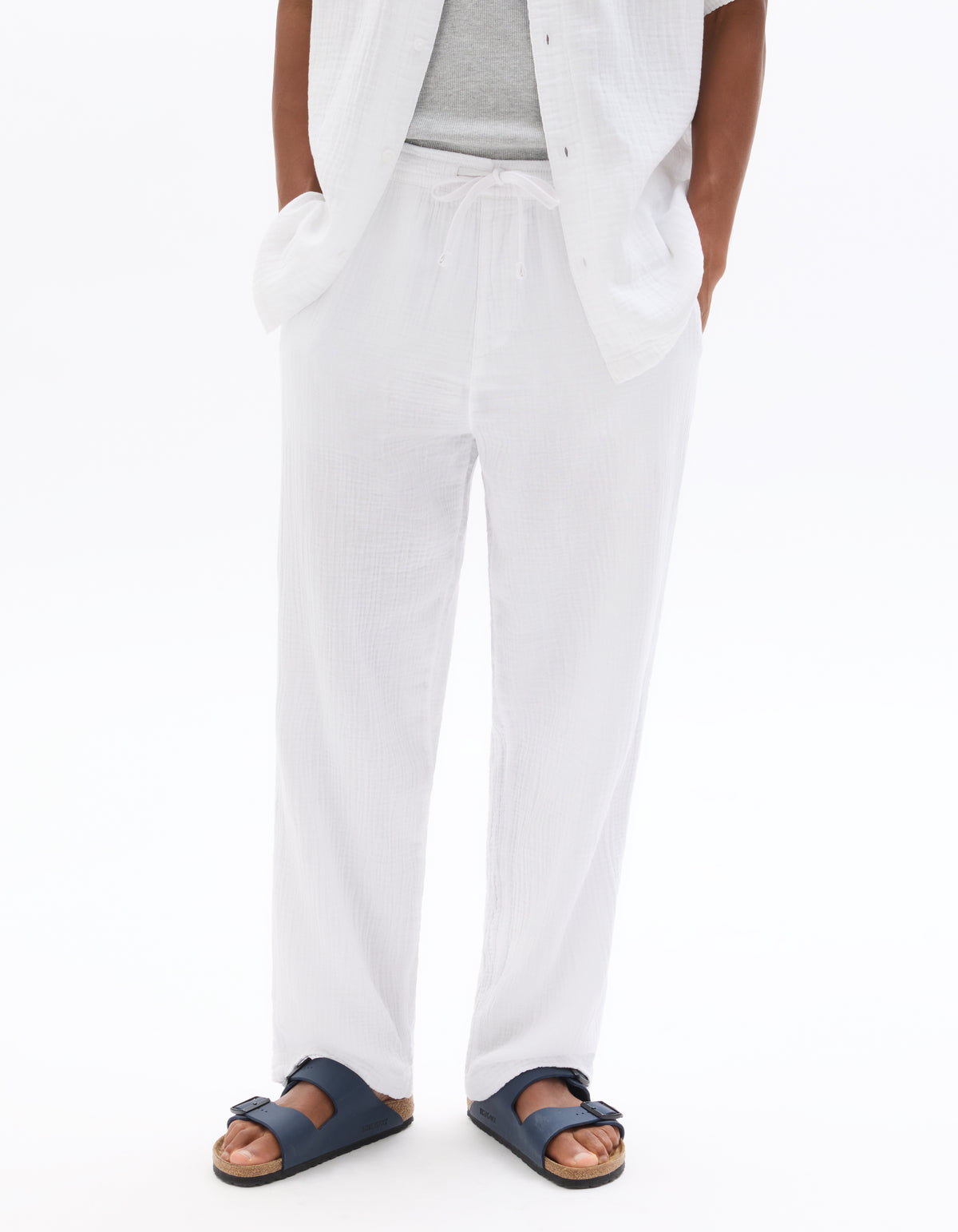 Relaxed Fit 100% Cotton Casual Trousers - White