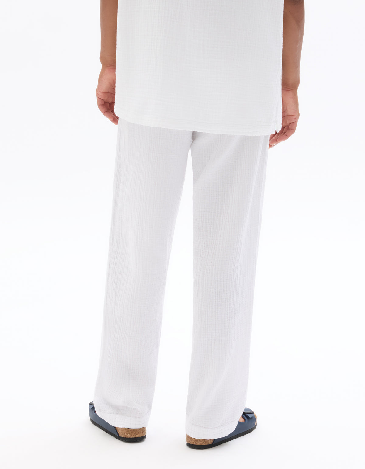 Relaxed Fit 100% Cotton Casual Trousers - White