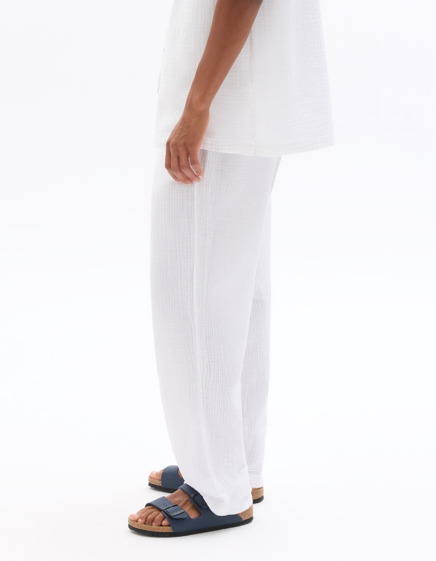 Relaxed Fit 100% Cotton Casual Trousers - White