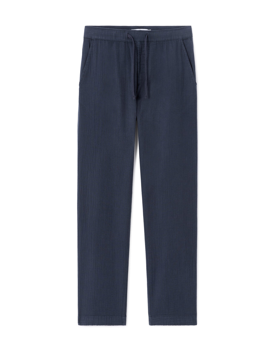 Relaxed Fit 100% Cotton Casual Trousers - Navy Blue