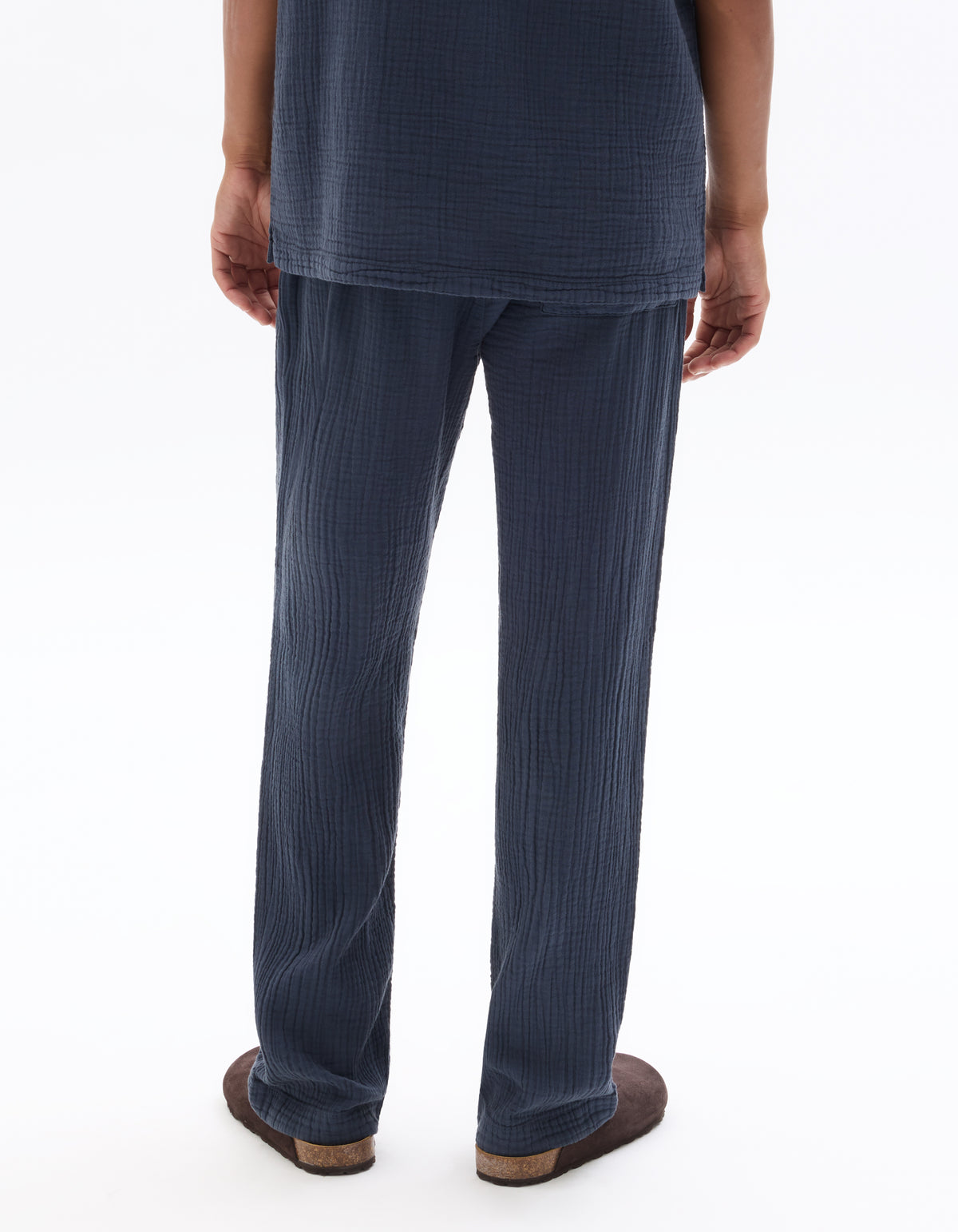 Relaxed Fit 100% Cotton Casual Trousers - Navy Blue