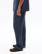 Relaxed Fit 100% Cotton Casual Trousers - Navy Blue