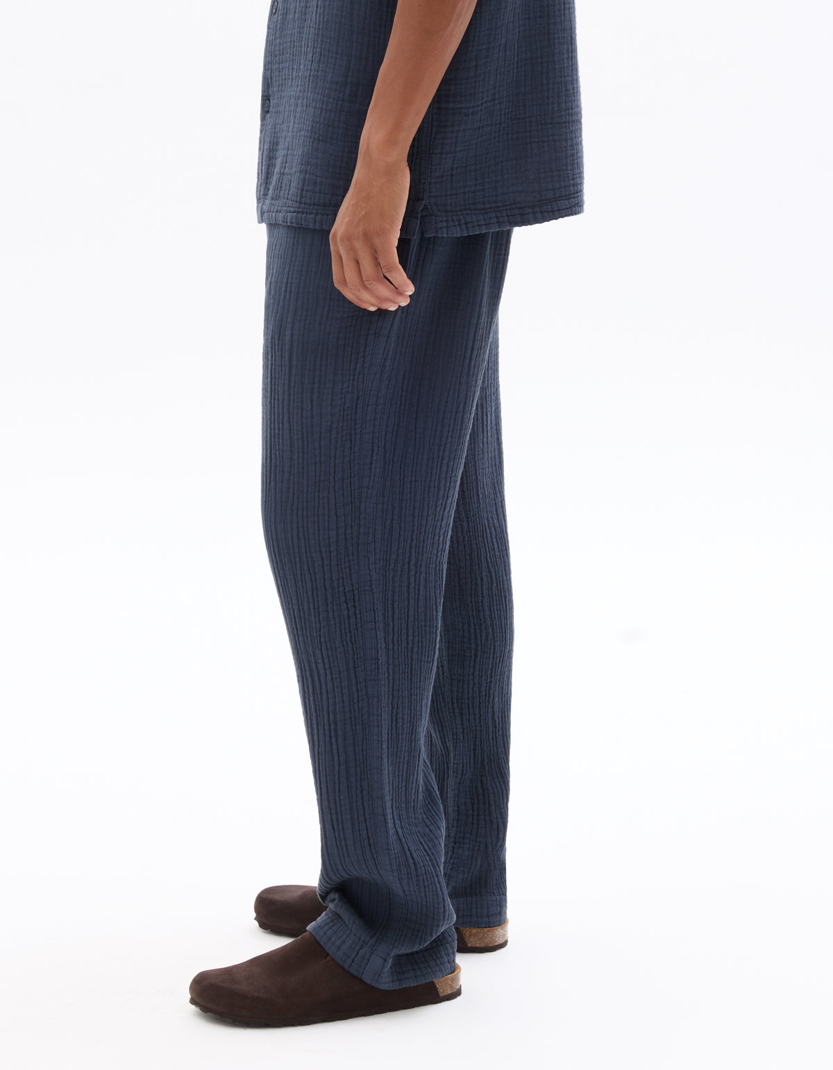 Relaxed Fit 100% Cotton Casual Trousers - Navy Blue