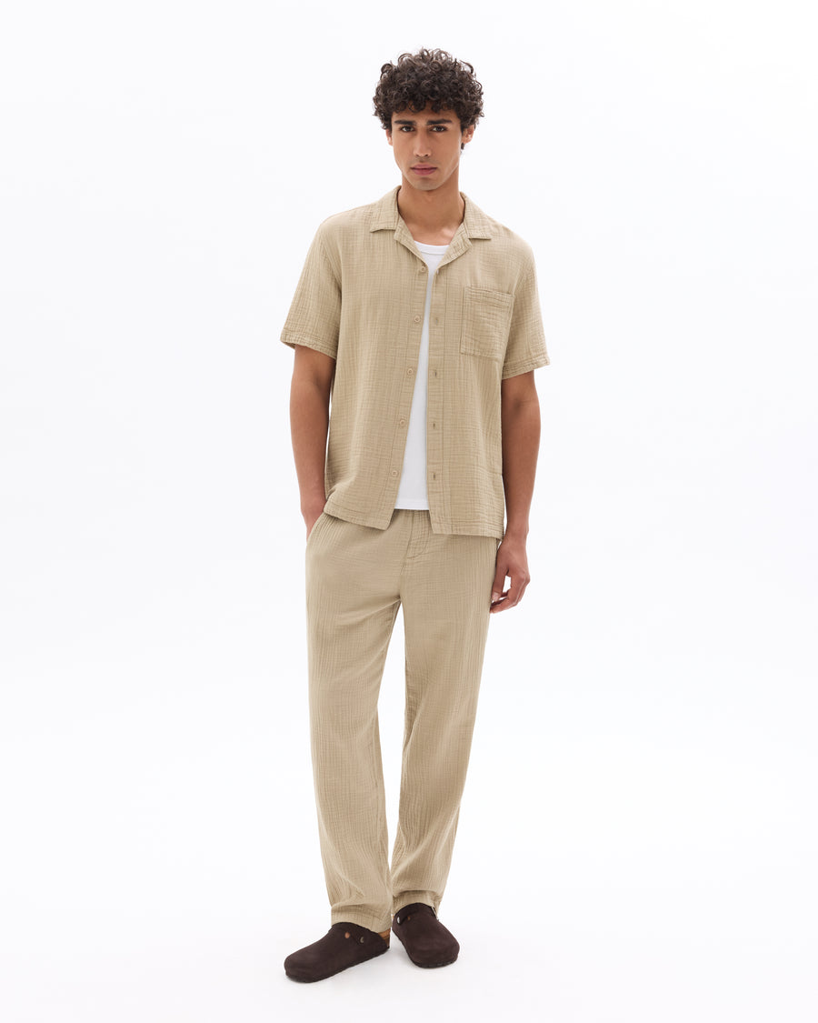 Relaxed Fit 100% Cotton Casual Trousers - Taupe