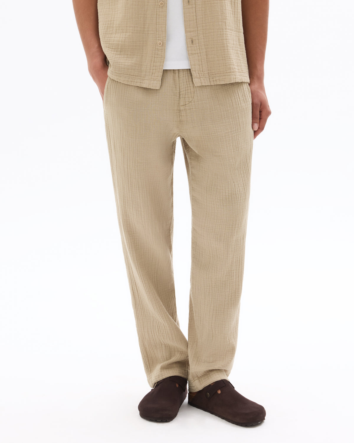 Relaxed Fit 100% Cotton Casual Trousers - Taupe