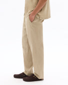 Relaxed Fit 100% Cotton Casual Trousers - Taupe