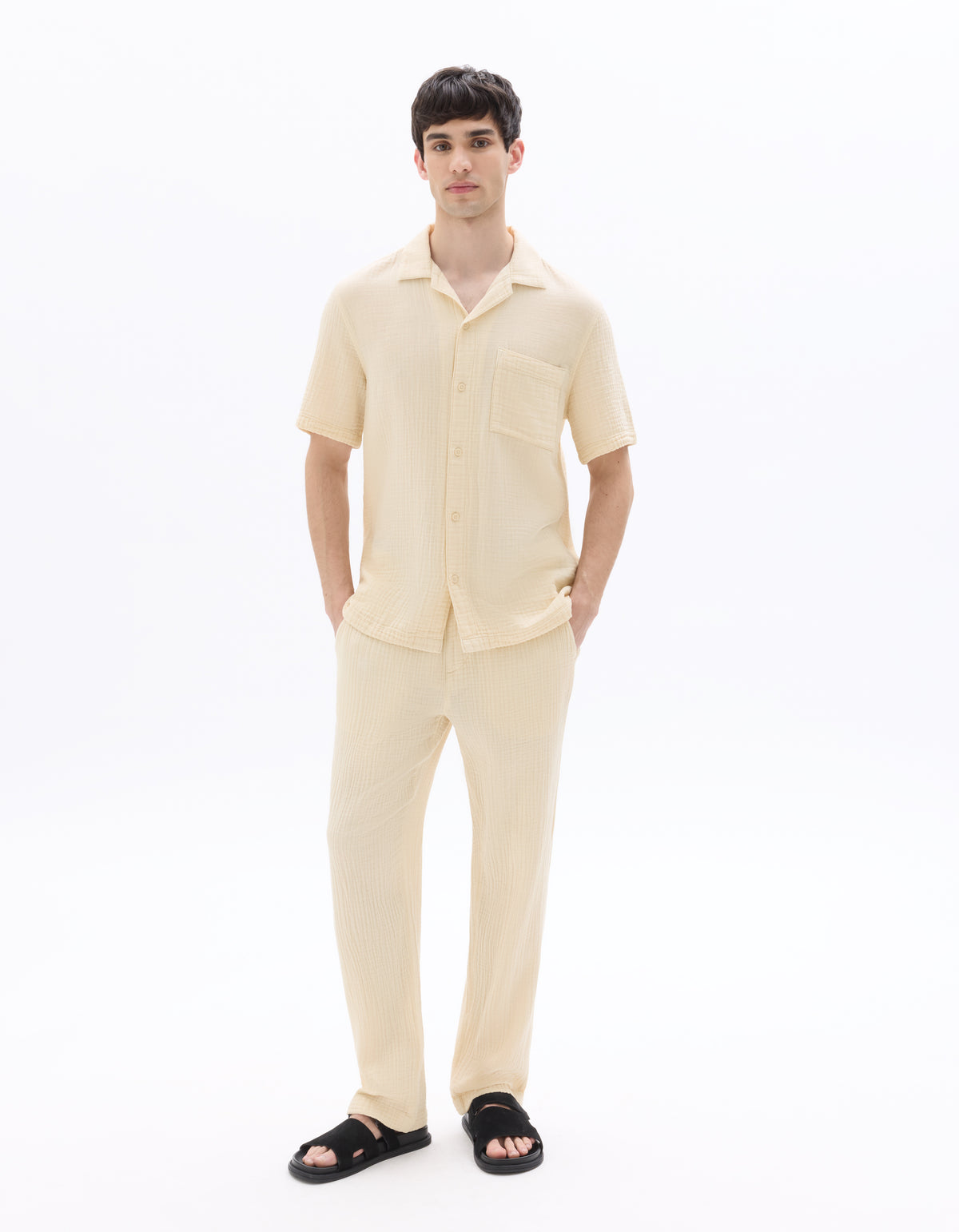 Relaxed Fit 100% Cotton Casual Trousers - Natural Beige