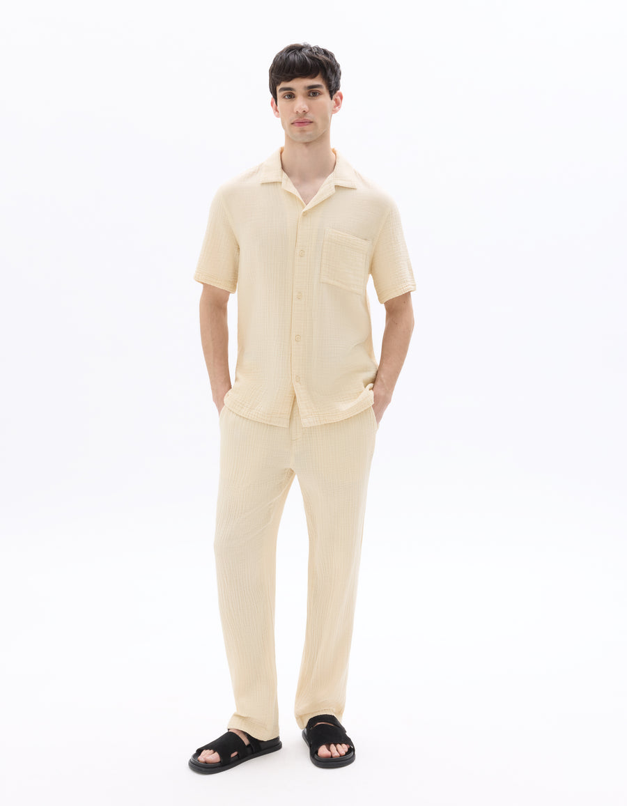 Relaxed Fit 100% Cotton Casual Trousers - Natural Beige
