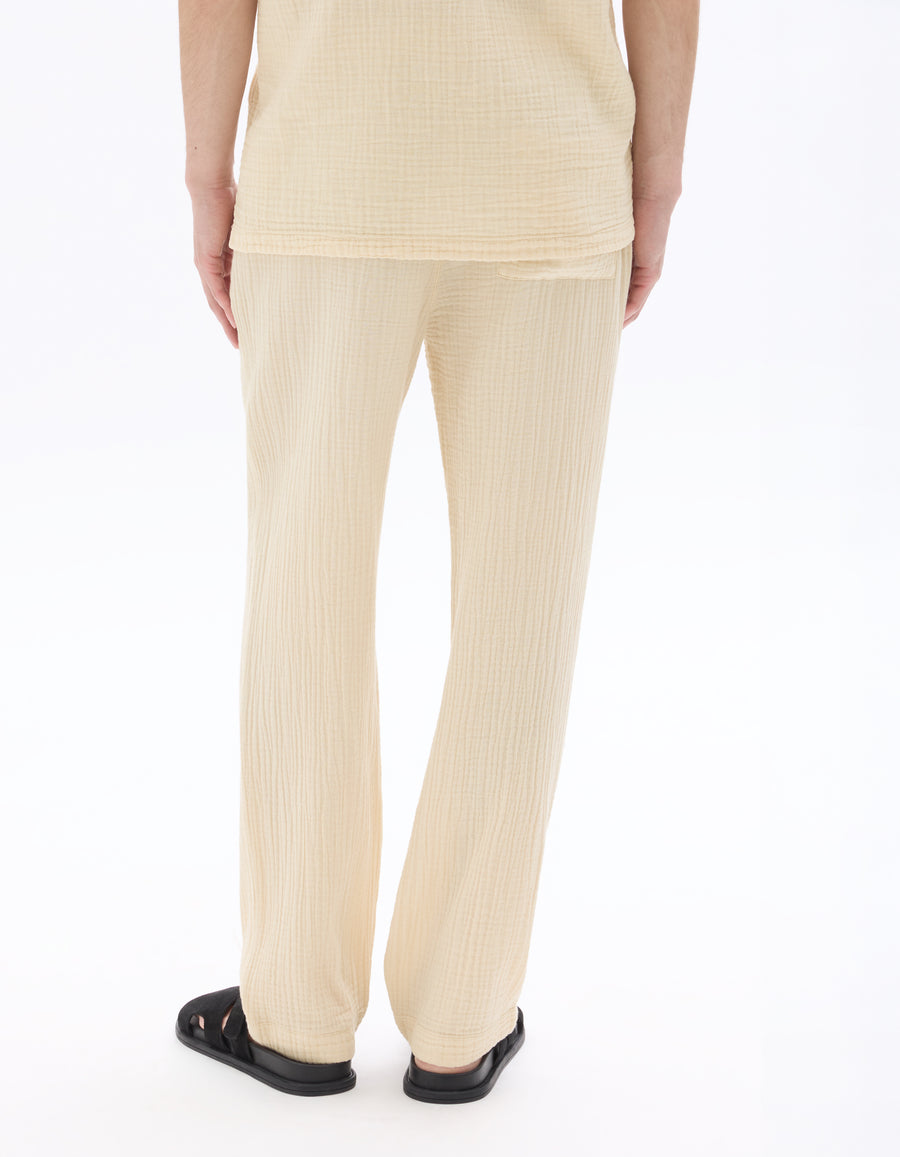 Relaxed Fit 100% Cotton Casual Trousers - Natural Beige