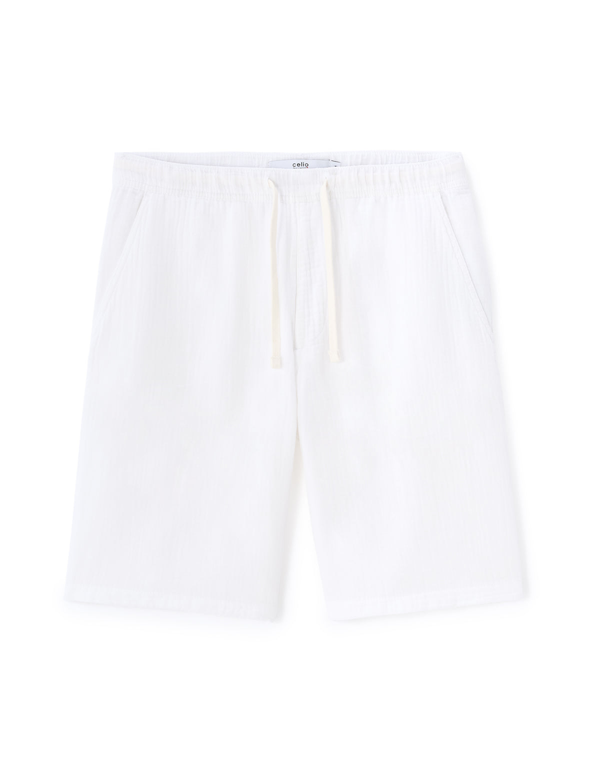 Straight Fit 100% Cotton Shorts - White