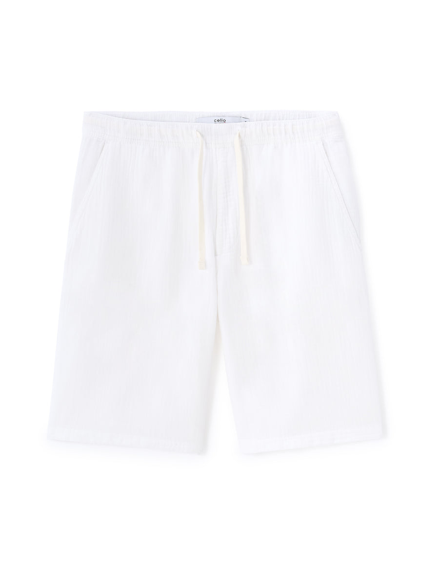 Straight Fit 100% Cotton Shorts - White