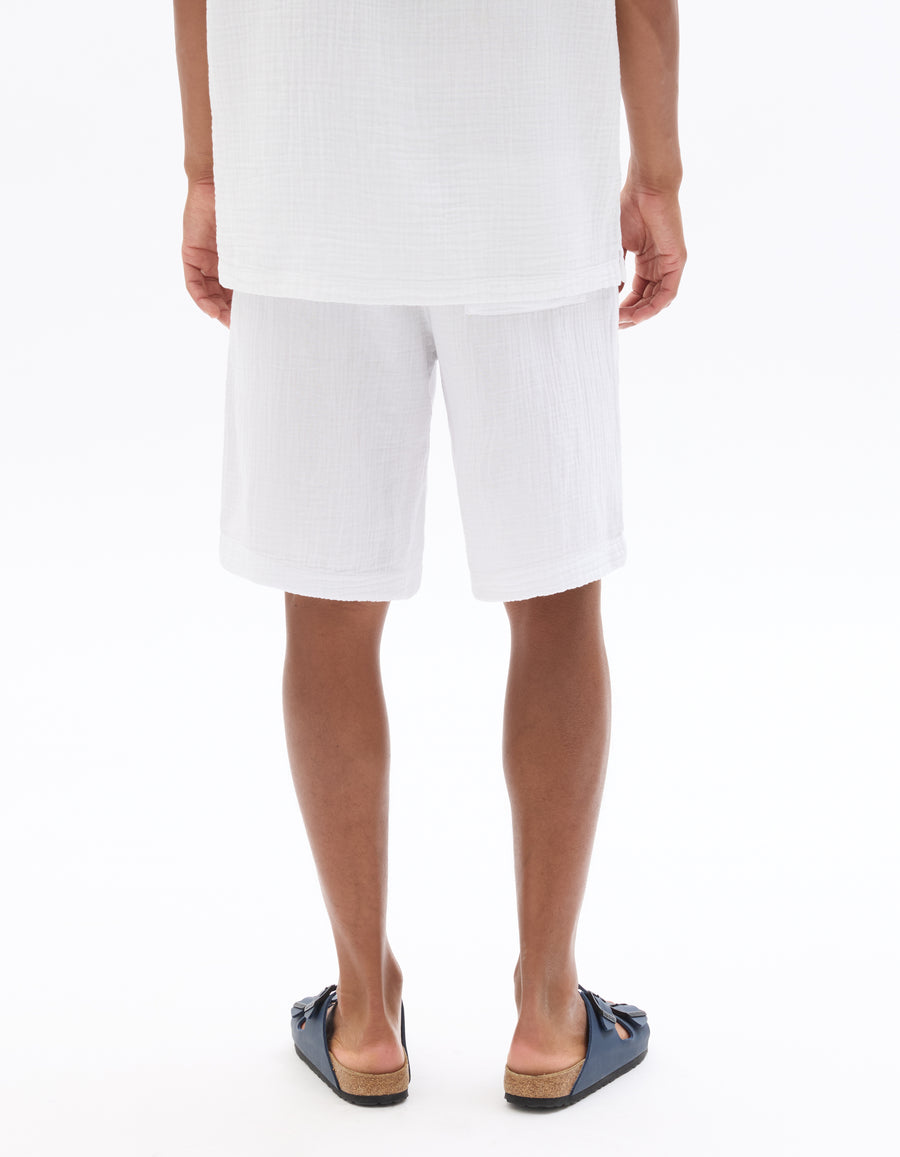 Straight Fit 100% Cotton Shorts - White