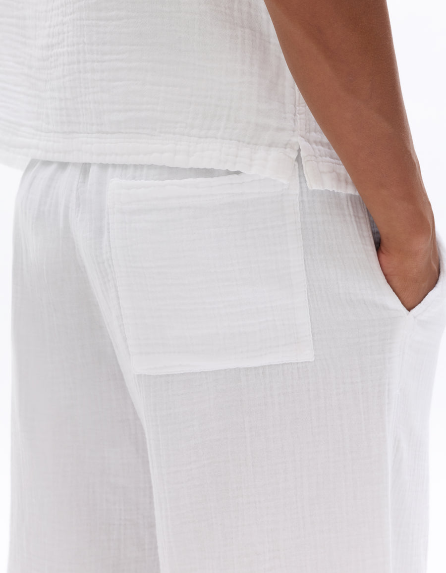 Straight Fit 100% Cotton Shorts - White