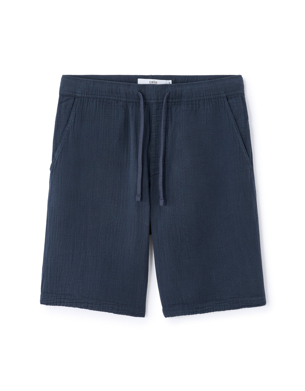 Straight Fit 100% Cotton Shorts - Navy Blue