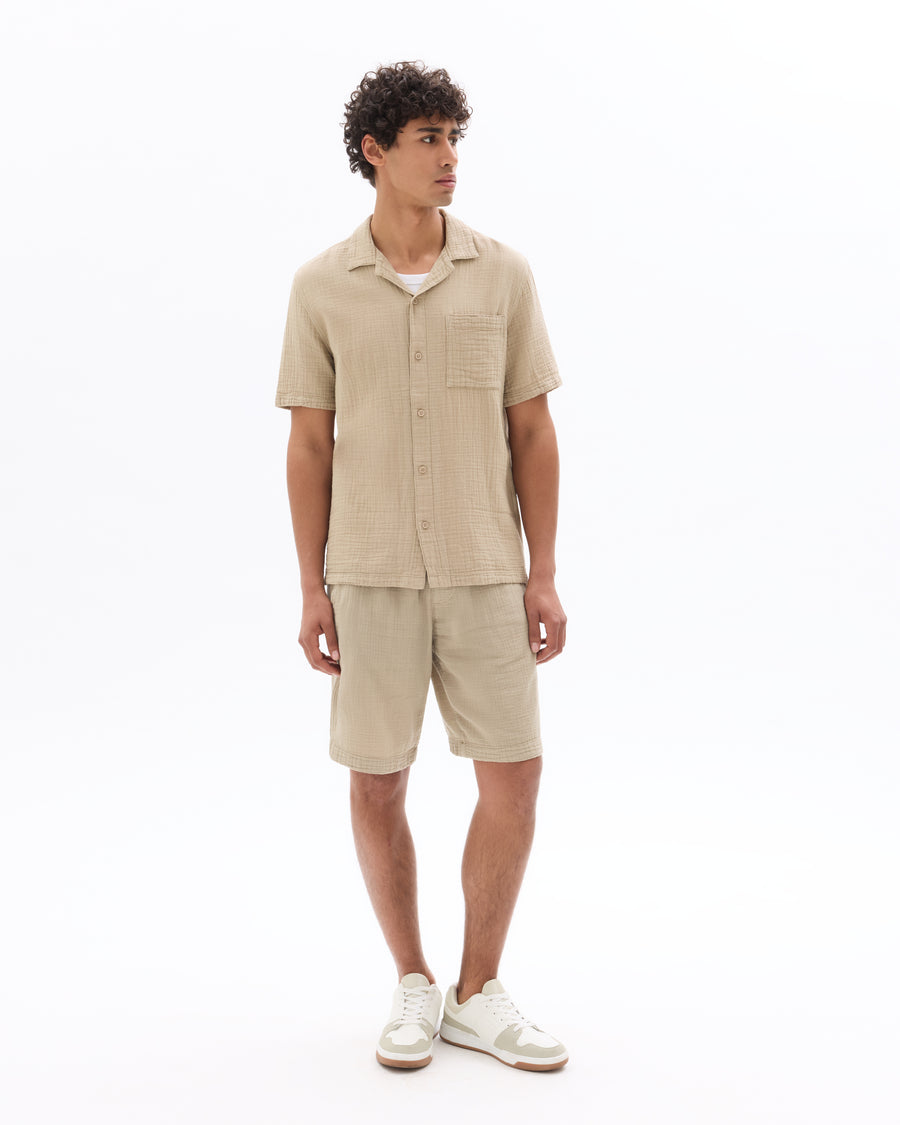 Regular Fit 100% Cotton Shorts - Taupe