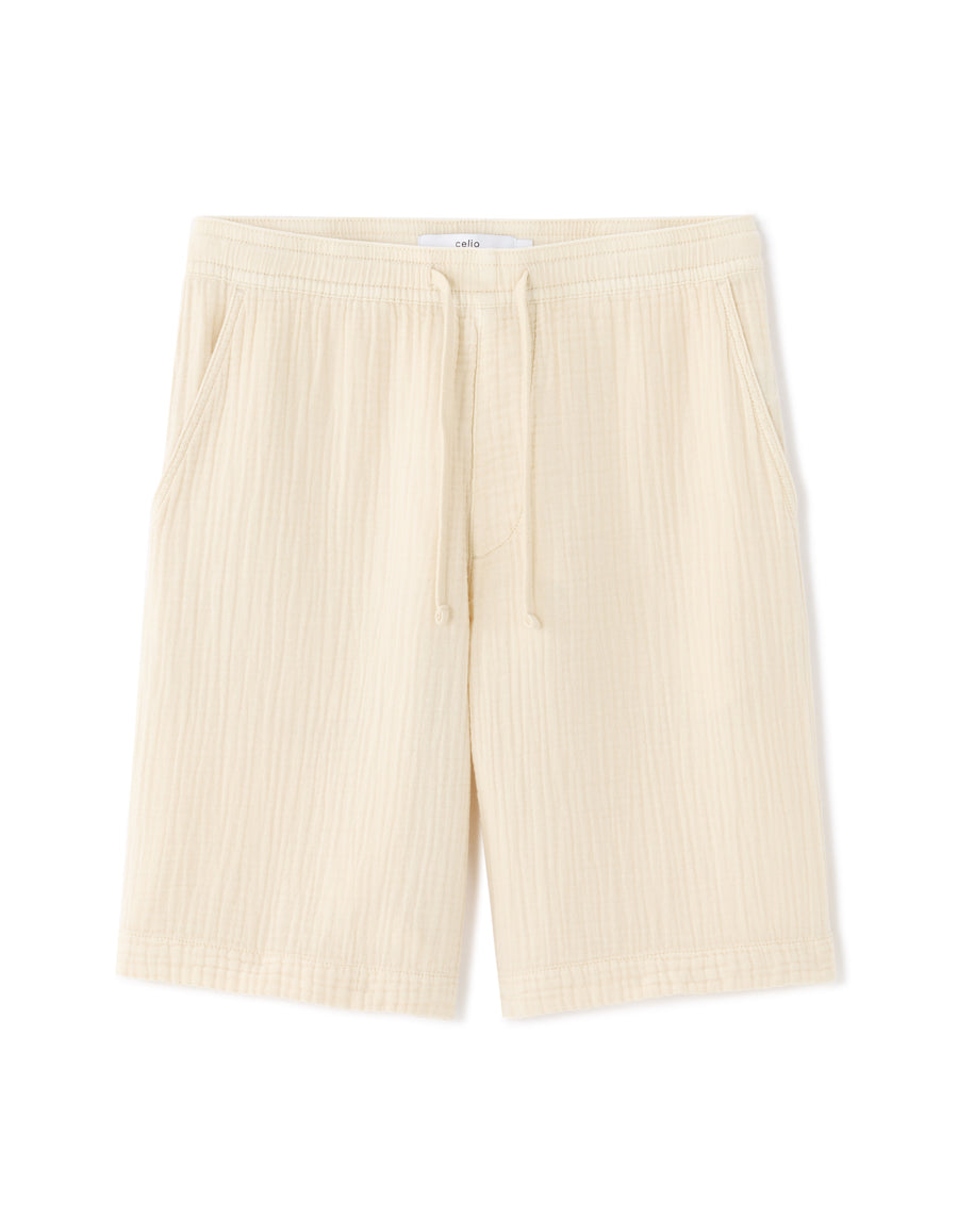 Regular Fit 100% Cotton Shorts - Ecru